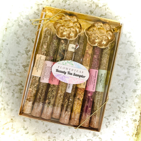 Flower Teas No Caffeine Blends Loose Leaf Tea Test Tube Beauty Teas (Pack of 8) 2.0oz Sampler Gift