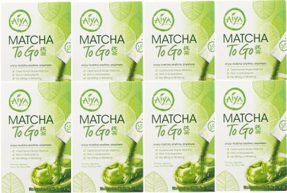 Aiya Matcha Organic Herbal Japanese "To Go" Premium Single Serve Ceremonial Grade Pure Matcha Green Tea Powder (Case of 8)10 Count