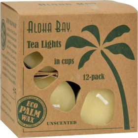 Aloha Bay - Palm Wax Tea Lights With Aluminum Holder Cream (12 Pack) 8.16oz