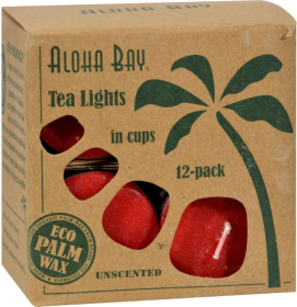 Aloha Bay Unscented Tea Lights in Cup Red Candles (12 Pack) 7.2oz Box