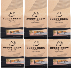 Buddy Brew Postcard Brazilian Medium Roast 100% Arabica Whole Beans Caffeinated Coffee (Case Of 6)12oz Bags