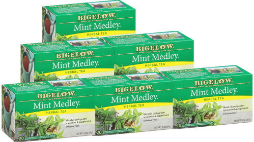 Bigelow Tea Herbal Mint, Medley w/Spearmint, Peppermint, Rose Hips, Lemon Peel, Hibiscus Caffeine-Free Tea  (Case of 6)120 Tea Bags