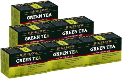 Bigelow Organic Herbal Pomegranate w/Sweet Pomegranate, Apple, Hibiscus, Rose Hips & Licorice Root Caffeinated Green Tea (Case Of 6)120 Tea Bags