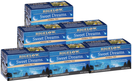 Bigelow Organic Herbal Sweet Dreams English Breakfast w/Vanilla Chai, Antioxidant, Orange Peel Caffeine-Free Tea (Case of 6)120 Total Tea Bags