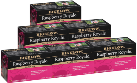 Bigelow Tea Raspberry Royale w/Smooth Flavorful w/Notes of Sweet Raspberry Caffeinated Black Tea (Cash of 6)120 Tea Bags