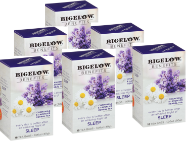 Bigelow Herbal Benefits Sleep Chamomile Lavender w/Red & Poppy Flowers, Caffeine-Free Tea (Case of 6) 108Tea Bags