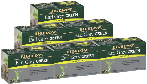 Bigelow Tea Earl Grey Gluten-Free, Calorie-Free & Kosher Certified Caffeinated Green Tea (Case of 6) 120 Tea Bags