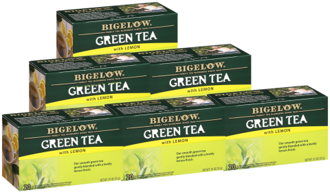 Bigelow Herbal Lemon w/Earthy Taste, Lemon Peel, Caffeinated Green Tea  (Case of 6)120 Bags