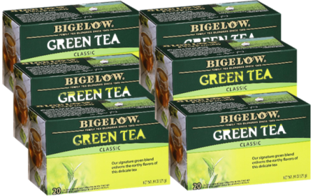 Bigelow Herbal Classic Green w/Orange Peel & Sweet Warming Spices Black Leaves Caffeinated Green  Tea (Case of 6) 120 Tea Bags