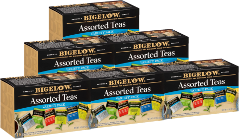 Bigelow Organic Herbal Assorted Variety Pack (Earl Grey, Perfectly Mint, Green, English Green Lemon Tea l Caffeine Free Teas (Case of 6)108 Bags