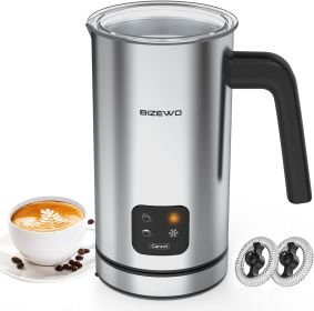 BIZEWO 4 IN 1 Automatic Stainless Steel Steamer w/Electric Milk Warmer & Touch Screen Frothier for Coffee, Latte, Hot Chocolates (Pack of 1)