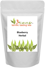 3_Teas Herbal Blueberry Loose-Leaf, w/No Sugar or Chemicals Needed Caffeine-Free Herbal Tea (Pack of 1) 130g Pouch