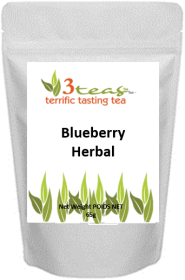 3_Teas Herbal Blueberry Loose-Leaf, w/No Sugar or Chemicals Needed Caffeine-Free Herbal Tea (Pack of 1) 65g Pouch