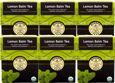 Buddha Teas Organic Herbal Lemon Balm  Bleach-Free Caffeinated Tea(Case of 6)108 Tea Bags