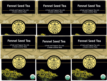 Buddha Teas 100% Organic Herbal Fennel Seed Tea100% each-Free Caffeinated Tea (Case of 6)108 Tea Bags