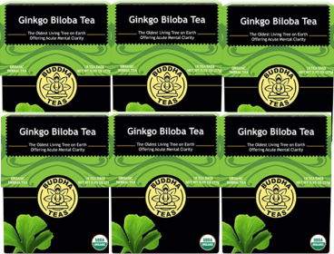 Buddha Teas Organic Herbal Ginkgo Biloba Ginger 100% Kosher & Non-GMO Caffeine-Free Tea (Case of 6)108 Bags