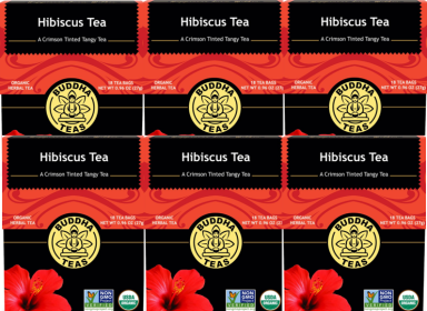 Buddha Teas Organic Herbal Hibiscus 100% Kosher & Non-GMO Caffeine-Free Tea (Case of 6)108 Bags