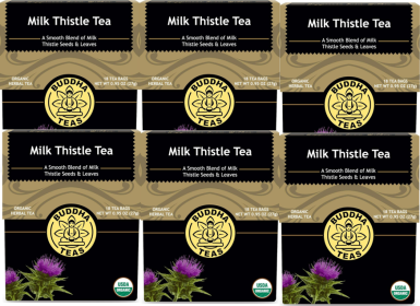 Buddha Teas Organic Milk Thistle 100% Bleach-Free Caffeinated Tea (Case of 6)108 Tea Bags