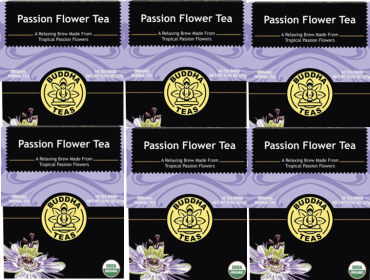 Buddha Teas Organic Herbal Passion Flower 100% Bleach-Free Caffeinated Tea (Case of 6)108 Tea Bags