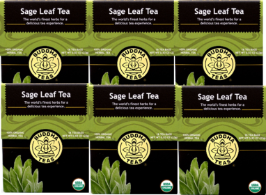 Buddha Teas - Organic Herbal Sage Leaf Caffeinated Tea (Case of 6)108 Bags