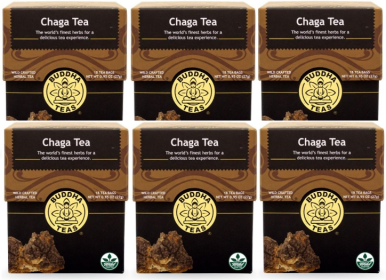 Buddha Teas Organic Herbal Chaga Mushroom w/Chakra Caffeine-Free Tea (Case of 6)108 Tea Bags