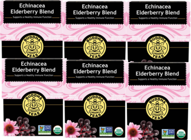 Buddha Teas Organic Herbal Echinacea Elderberry Blend w/Lemongrass, Peppermint ,Fennel, Licorice Root, Caffeine-Free Tea (Case of 6)108 Tea Bags