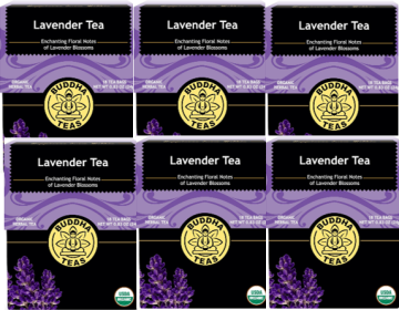 Buddha Teas Organic Herbal Lavender Bleach-Free Caffeinated Tea (Case of 6)108 Bags