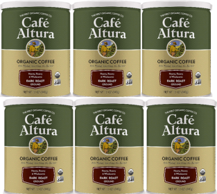 Cafe Altura Organic 100% Arabica Dark Roast Ground Bean Kosher Caffeinated Coffee (Case Of 6)12oz Cans