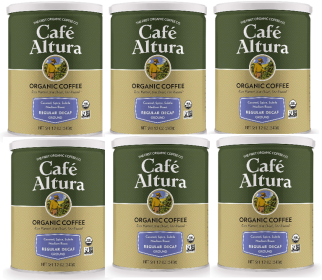 Cafe Altura Organic Herbal 100% Arabica Medium-Light Roasted Ground Bean Kosher Decaffeinated Coffee (Case of 6)12oz Cans