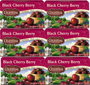 Celestial Seasonings Herbal Black Cherry Berry Hibiscus Rosehips Roasted Chicory Blackberry Leaves Black Caffeine-Free Tea (Case of 6)120 Tea Bags