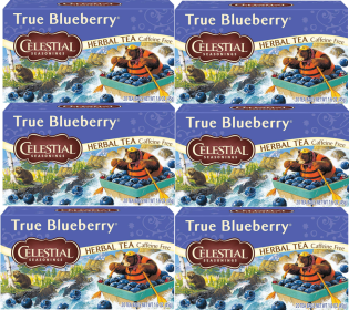 Celestial Seasonings Herbal True Blueberry Matcha w/Hibiscus Rosehips & Orange Peel Flavored Caffeine-Free Tea (Case of 6 )120 Tea Bags