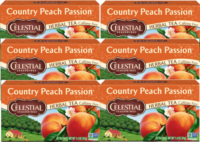 Celestial Seasonings Herbal Country Peach Passion w/Hawthorn-Rose Hips-Chamomile-Orange Peal Flavored Caffeine Free Tea (Case Of 6)120 Tea Bags