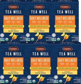 Celestial Seasoning Organic Herbal Well Antioxidant-Mental-Immune-Digestive Wellness Honey Lemon Rooibos Caffeine-Free Tea (Case of 6) 72 Tea Bags