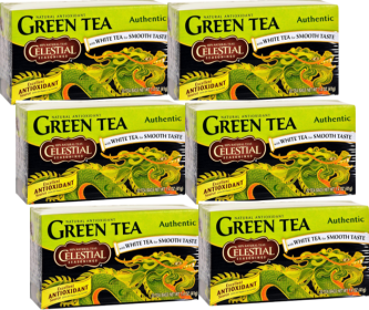 Celestial Seasonings Authentic Green w/White Tea Blended Flavonoid Antioxidants Gluten-Free & Kosher Caffeine-Free Tea (Case of 6)120 Tea Bags