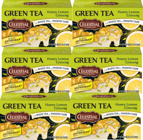 Celestial Seasonings Herbal Green Honey Lemon Ginseng w/White Tea, Honey, Vitamin-C Antioxidants Caffeine-Free Tea (Case of 6) 120 Tea Bags