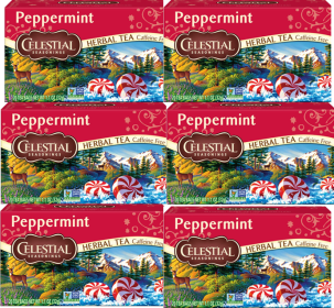 Celestial Seasonings Herbal Peppermint Leaves Gluten-Free & Kosher Caffeine-Free Black Tea (Case of 6) 120 Tea Bags