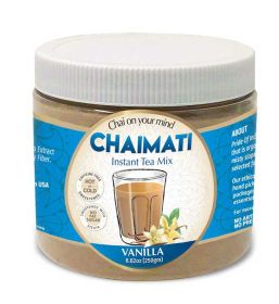 ChaiMati Herbal Vanilla Chai Latte w/Ginger Cinnamon Turmeric Black Pepper Hot/Cold Instant Mix Caffeine-Free Tea (Pack of 1) 8.82oz Jar