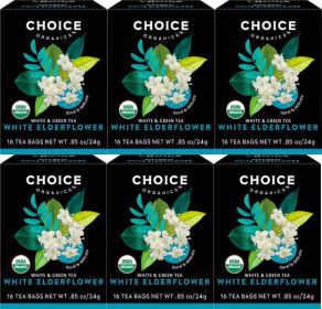 Choice Organics Herbal White, Green White Elderflower w/Black Pu-erh Oolong Green & Delicate Caffeine-Free Tea (Case of 6) 96 Tea Bags