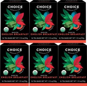 Choice Organics Herbal English Breakfast Robust & Rich Non-GMO Project Verified, Fair-Trade  Kosher Caffeinated Tea (Case of 6) 96 Bags