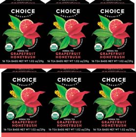 Choice Organics Herbal Grapefruit Honeybush Vivacious & Sweet Caffeine-Free Green Tea (Case of 6) 96 Bags