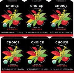 Choice Organics Rooibos w/Black, Pu-erh, Oolong, Green, White, Sweet & Earthy Caffeine-Free Tea (Case of 6) 96 Bags