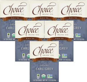 Choice Organic Herbal Earl Grey w/Italian Bergamot Oil Caffeinated Black Tea (Case Of 6) 96 Bags