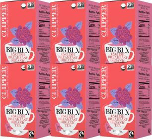 Clipper Tea Organic Herbal Big Ben Breakfast Natural-Fair & Delicious w/Organically Grown Black Caffeine-Free Tea (Case of 6) 120 Tea Bags