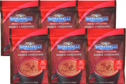 Ghirardelli Hot Cocoa Premium Double Chocolate Mix (Case of 6) 10.5oz Pouch