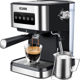 Icuire Espresso Machine 1050W Semi-Automatic  Espresso/Latte/Cappuccino w/Milk Frothier for Home & Office Barista (Pack of 1) 1.5L/50oz RWT