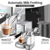 Geek Chef Espresso, Latte & Cappuccino Machine w/Automatic Milk Frothier, for Home w/ESE POD Filter Stainless Steel (Pack of 1) 20Bar Espresso Maker