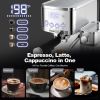 Geek Chef Espresso, Latte & Cappuccino Machine w/Automatic Milk Frothier, for Home w/ESE POD Filter Stainless Steel (Pack of 1) 20Bar Espresso Maker