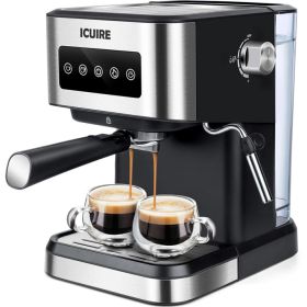 Icuire Espresso Machine 1050W Semi-Automatic Espresso/Latte/Cappuccino w/Milk Frothier for Home or Office Barista Office (Pack of 1) 1.5L/50oz RWT