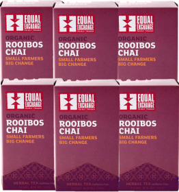 Equal Exchange Organic Rooibos Chai w/Cinnamon Ginger Cardamom Black-Pepper Caffeine-Free Tea (Case Of 6)120 Tea Bags