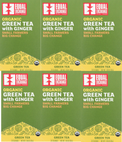 Equal Exchange Organic Ginger w/Notes of Floral Toasted Rice & Ocean Fairly Traded Ingredients Kosher Caffeinated Green Tea (Case Of 6) 120 Tea Bags